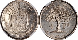 COSTA RICA

Possibly the Finest Struck of this Often Abysmal Type

COSTA RICA. 1/4 Peso, 1850-JB. San Jose Mint. NGC MS-63.

KM-103. Entirely vi...