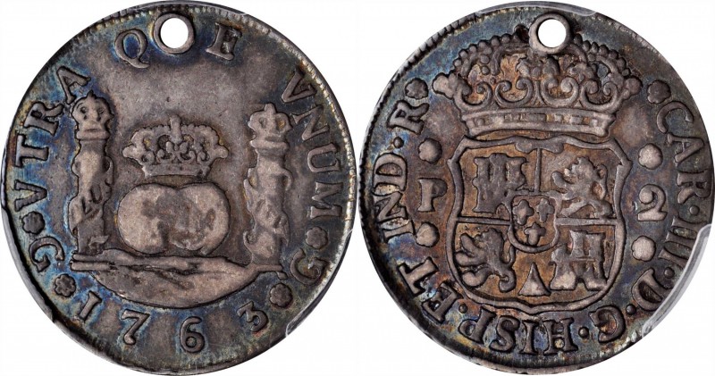 GUATEMALA

GUATEMALA. 2 Reales, 1763-G P. Guatemala City Mint. Charles III. PC...