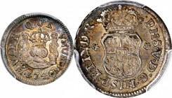 Pillars

MEXICO. 1/2 Real, 1746-Mo M. Mexico City Mint. Philip V. PCGS MS-64 Gold Shield.

KM-66; Cal-Type 291 #1871. A sharply struck minor with ...