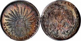 Republic Reales

MEXICO. Real, 1846-Go PM. Guanajuato Mint. PCGS MS-64 Gold Shield.

KM-372.8. A dramatically toned near-Gem of the issue that fea...
