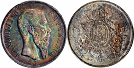 Empire of Maximilian

MEXICO. Peso, 1866-Mo. Mexico City Mint. Maximilian. PCGS MS-62 Gold Shield.

KM-388.1. Two-year type. A popular and short-l...