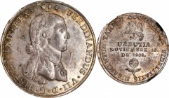 PERU

PERU. Tarma. Silver Medallic Proclamation 4 Reales, 1808. Ferdinand VII. NGC MS-62.

Medina-391; Herrera-95. Obverse: Laureate bust of Ferdi...