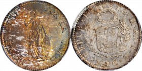 PERU

PERU. 2 Reales, 1826-LM JM. Lima Mint. PCGS MS-66 Gold Shield.

KM-141.1. An immaculate Gem survivor of this early Republic type with attrib...