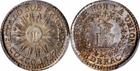PERU

The Finest Known of the Single Year Sunface Type

PERU. South Peru (State of). 1/2 Real, 1837-CUZCO B. Cuzco Mint. PCGS MS-67 Gold Shield.
...