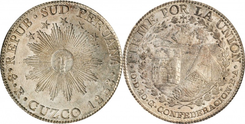 PERU

Finest Certified at PCGS

PERU. South Peru (Republic of). 8 Reales, 18...