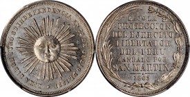 PERU

PERU. Independence Commemoration / San Martin Tribute Silver Medal, 1863. PCGS MS-64 Gold Shield.

Fonrobert-9135. A tremendous near-Gem exa...