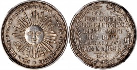 PERU

PERU. Independence Commemoration / San Martin Tribute Silver Medal, 1864/3. NGC MS-63.

Fonrobert-9136. Obverse: Radiant sunface; Reverse: 8...