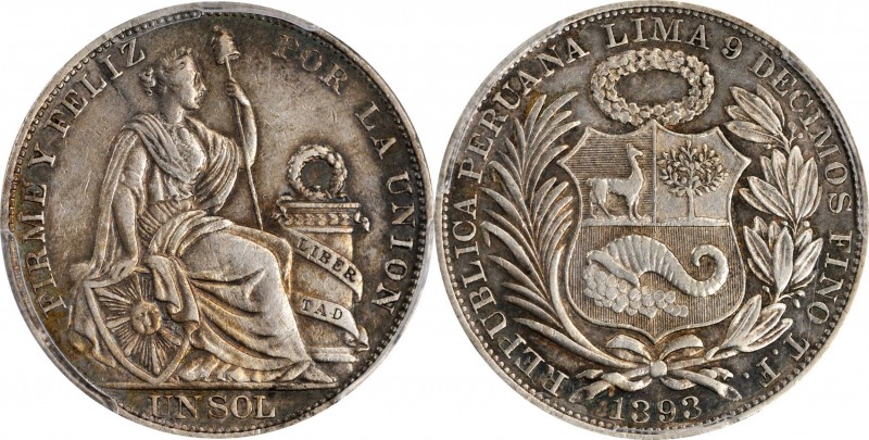 PERU

PERU. Sol, 1393/893-LIMA TF. Lima Mint. PCGS EF-45 Gold Shield.

KM-19...