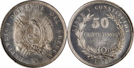 URUGUAY

Likely the Finest Extant

URUGUAY. 50 Centesimos, 1877-A. Paris Mint. PCGS SPECIMEN-67 Gold Shield.

KM-16. A museum quality presentati...
