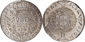BRAZIL

BRAZIL. 960 Reis, 1819-R. Rio de Janeiro Mint. Joao VI. NGC MS-66.

KM-326.1; Gomes-JC.25.06. Tied for finest certified of the date with o...