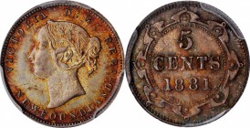 CANADA

CANADA. Newfoundland. 5 Cents, 1881. London Mint. Victoria. PCGS MS-66 Gold Shield.

KM-2. 5/5 in denomination variety. The single second ...