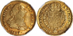 CHILE

CHILE. 2 Escudos, 1808/7-So-FJ. Santiago Mint. Charles IV. NGC AU-50.

Fr-26; KM-53. Overdate variety. Presenting a clear "7" under the fin...