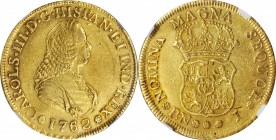 COLOMBIA

COLOMBIA. 4 Escudos, 1762-PN J. Popayan Mint. Charles III. NGC AU-50.

Fr-26; KM-37. This fairly SCARCE denomination--featuring a wholes...