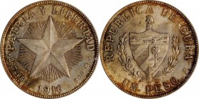 CUBA

CUBA. Silver Peso, 1916. Philadelphia Mint. PCGS MS-64 Gold Shield.

KM-15.2. Tied for finest certified of the date with five other examples...