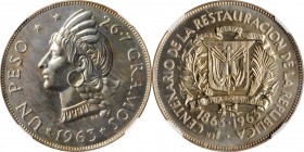 DOMINICAN REPUBLIC

DOMINICAN REPUBLIC. Peso, 1963. London Mint. NGC PROOF-66.

KM-30. One of only four graded examples on either the NGC or PCGS ...