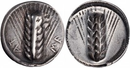 Metapontum

ITALY. Lucania. Metapontion. AR Stater (Nomos), ca. 540-510 B.C. VERY FINE.

Noe-Class IV, 90-1; HN Italy-1470. Obverse: Ear of barley...