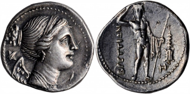 Caulonia

ITALY. The Brettii. AR Drachm (4.45 gms), ca. 216-214 B.C. CHOICE EX...