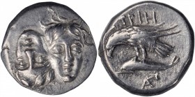 Istrus

THRACE. The Danubian District. Istros. AR Drachm, ca. 313-280 B.C. ALMOST UNCIRCULATED.

HGC-3.2, 1802. Obverse: Facing male heads, the le...