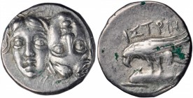 Istrus

THRACE. The Danubian District. Istros. AR Drachm, ca. 313-280 B.C. NEARLY EXTREMELY FINE.

HGC-3.2, 1804. Obverse: Facing male heads, the ...