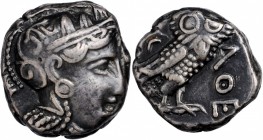 Athens

ATTICA. Athens. AR Tetradrachm (17.05 gms), ca. 353-294 B.C. NEARLY EXTREMELY FINE.

Kroll-4; HGC-4, 1599. Obverse: Helmeted head of Athen...