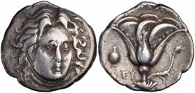 Rhodes

CARIA. Islands off Caria. Rhodes. AR Didrachm, ca. 305-275 B.C. VERY FINE.

Ashton-158; HGC-6, 1435. Obverse: Head of Helios facing slight...
