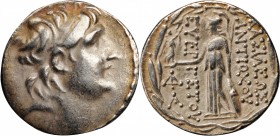 Antiochus VII Sidetes, 138-129 B.C

SYRIA. Seleukid Kingdom. Antiochos VII Sidetes, 138-129 B.C. AR Tetradrachm (16.56 gms), Cappadocian Mint, Posth...