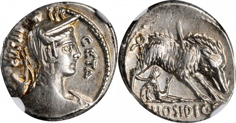 ROMAN REPUBLIC

ROMAN REPUBLIC. C. Hosidus C.f. Geta. AR Denarius (3.85 gms), ...