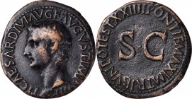 Tiberius, A.D. 14-37

TIBERIUS, A.D. 14-37. AE As, Rome Mint, A.D. 21-22. CHOICE VERY FINE.

RIC-44. Obverse: Bare head left; Reverse: Large S C. ...