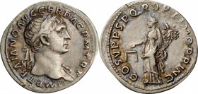 Trajan, A.D. 98-117

TRAJAN, A.D. 98-117. AR Denarius (3.44 gms), Rome Mint, ca. A.D. 108-109. NEARLY EXTREMELY FINE.

Woytek-278bC; RSC-85. Obver...