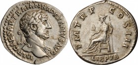 Hadrian, A.D. 117-138

HADRIAN, A.D. 117-138. AR Denarius (3.48 gms), Rome Mint, ca. A.D. 119-125. EXTREMELY FINE.

RIC-127; RSC-904. Obverse: Lau...
