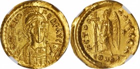 Zeno, A.D. 474-475 & 476-491

ZENO, A.D. 474-475 & 476-491. AV Solidus (4.49 gms), Constantinople Mint, 6th Officina, A.D. 477-491. NGC MS, Strike: ...