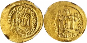 Maurice Tiberius, 582-602

MAURICE TIBERIUS, 582-602. AV Solidus (4.48 gms), Constantinople Mint, 2nd Officina, 583-601. NGC MS, Strike: 4/5 Surface...