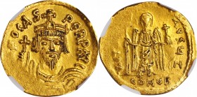 Phocas, 602-610

PHOCAS, 602-610. AV Solidus (4.36 gms), Constantinople Mint, 7th Officina, 607-609. NGC MS, Strike: 3/5 Surface: 3/5. Clipped, Brus...