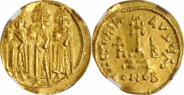 Heraclius, 610-641

HERACLIUS WITH HERACLIUS CONSTANTINE AND HERACLONAS, 610-641. AV Solidus (4.38 gms), Constantinople Mint, 1st Officina, Dated IY...