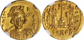 Constantine IV, 668-685

CONSTANTINE IV WITH HERACLIUS AND TIBERIUS, 668-685. AV Solidus (4.48 gms), Constantinople Mint, 4th Officina, 668-673. NGC...