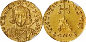 Tiberius III, 698-705

TIBERIUS III, 698-705. AV Solidus (4.38 gms), Constantinople mint, 8th Officina. NGC Ch AU, Strike: 3/5 Surface: 3/5. Brushed...
