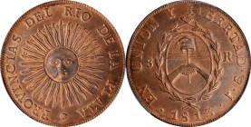 ARGENTINA

ARGENTINA. Coinage Centennial Copper Medal, 1813/1913-PTS J. PCGS MS-65 Brown Gold Shield.

Struck in 1913 for the centennial of Argent...