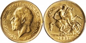AUSTRALIA

AUSTRALIA. Sovereign, 1931-P. Perth Mint. PCGS AU-58 Gold Shield.

Fr-40; S-4002; KM-32. A well struck Sovereign with abundant remainin...