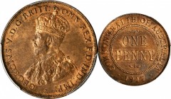 AUSTRALIA

AUSTRALIA. Penny, 1917-I. Calcutta Mint. PCGS MS-63 Red Brown Gold Shield.

KM-23. A coin with plenty of mint red and without marks or ...