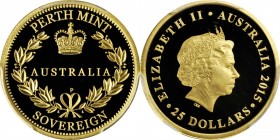 AUSTRALIA

AUSTRALIA. 25 Dollars, 2015-P. Perth Mint. PCGS PROOF-70 Deep Cameo Gold Shield.

KM-Unlisted. A brilliant and attractive, technically ...