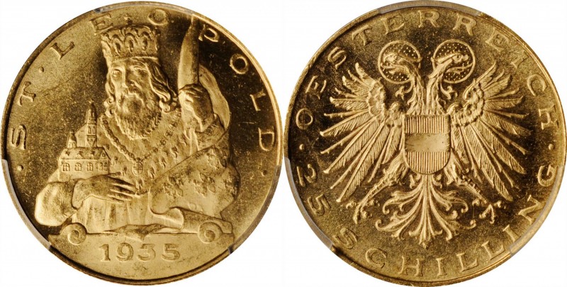 AUSTRIA

AUSTRIA. 25 Schillings, 1935. Vienna Mint. PCGS PROOFLIKE-64 Gold Shi...
