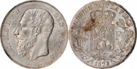 BELGIUM

BELGIUM. 5 Francs, 1873. Brussels Mint. Leopold II. NGC MS-63.

KM-24. "Position A" edge variety. This mostly light gray, argent crown fe...