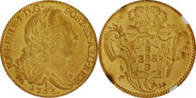 BRAZIL

BRAZIL. 6400 Reis, 1753-R. Rio de Janeiro Mint. Jose I. NGC Unc Details--Sea Salvaged.

Fr-65; KM-172.2. AGW: 0.4229 oz. A boldly struck a...