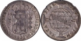 BRAZIL

BRAZIL. 960 Reis, 1810-B. Bahia Mint. Joao as Prince Regent. NGC AU-53.

KM-307.1; LDMB-395B. Obverse reads "-P-REGENES-". Struck over a c...