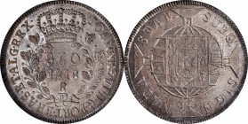 BRAZIL

BRAZIL. 960 Reis, 1818-R. Rio de Janeiro Mint. Joao VI. NGC MS-62.

KM-326.1; LMDB-476. Joao VI as king. No star on crown, single line bra...
