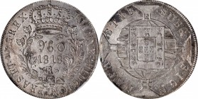BRAZIL

BRAZIL. 960 Reis, 1818-R. Rio de Janeiro Mint. Joao VI. NGC AU-58.

KM-326.1; LDMB-476B. Joao VI as king. Although the consignor calls thi...