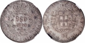 BRAZIL

BRAZIL. 960 Reis, 1820-B. Bahia Mint. Joao VI. NGC AU-55.

KM-326.2; LDMB-462C. Consignor notes that the reverse die is the style used at ...