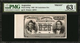 ARGENTINA

ARGENTINA. Banco de Provincia de Buenos Aires. 20 Centesimos Oro, 1883. P-S533p. Proof. PMG Choice Uncirculated 63 EPQ.

Printed by ABN...