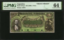 ARGENTINA

ARGENTINA. Lot of (2) Banco Provincial de Cordoba. 1 Peso, ND (1889). P-S741p1 & S741p2. Front & Back Proof. PMG Choice Uncirculated 63 &...