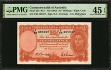 AUSTRALIA

AUSTRALIA. Commonwealth of Australia. 10 Shillings, ND (1942). P-25b. PMG Choice Extremely Fine 45 EPQ.

Watermark of Cook. Signature o...